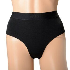 Hugo Boss Women's "HIPSTER RIB" Black Ribbed Logo Hipsters Underwear US XL IT 46